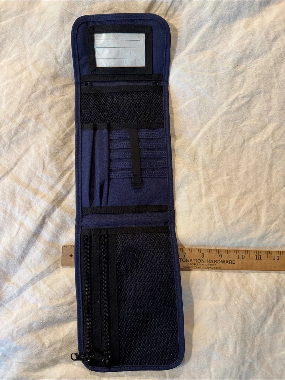 L.L.Bean Navy Blue Travel passport Toiletry Pouch lanyard